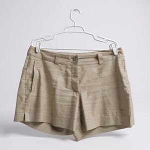 Nike Golf Dri-Fit Womens Beige Tailored Shorts With Zipper Pockets & Button Clos